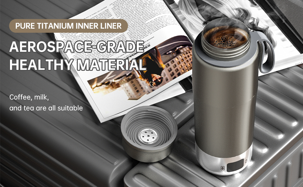 VibeTCM Pure Titanium Smart Travel Kettle (Dual Voltage)